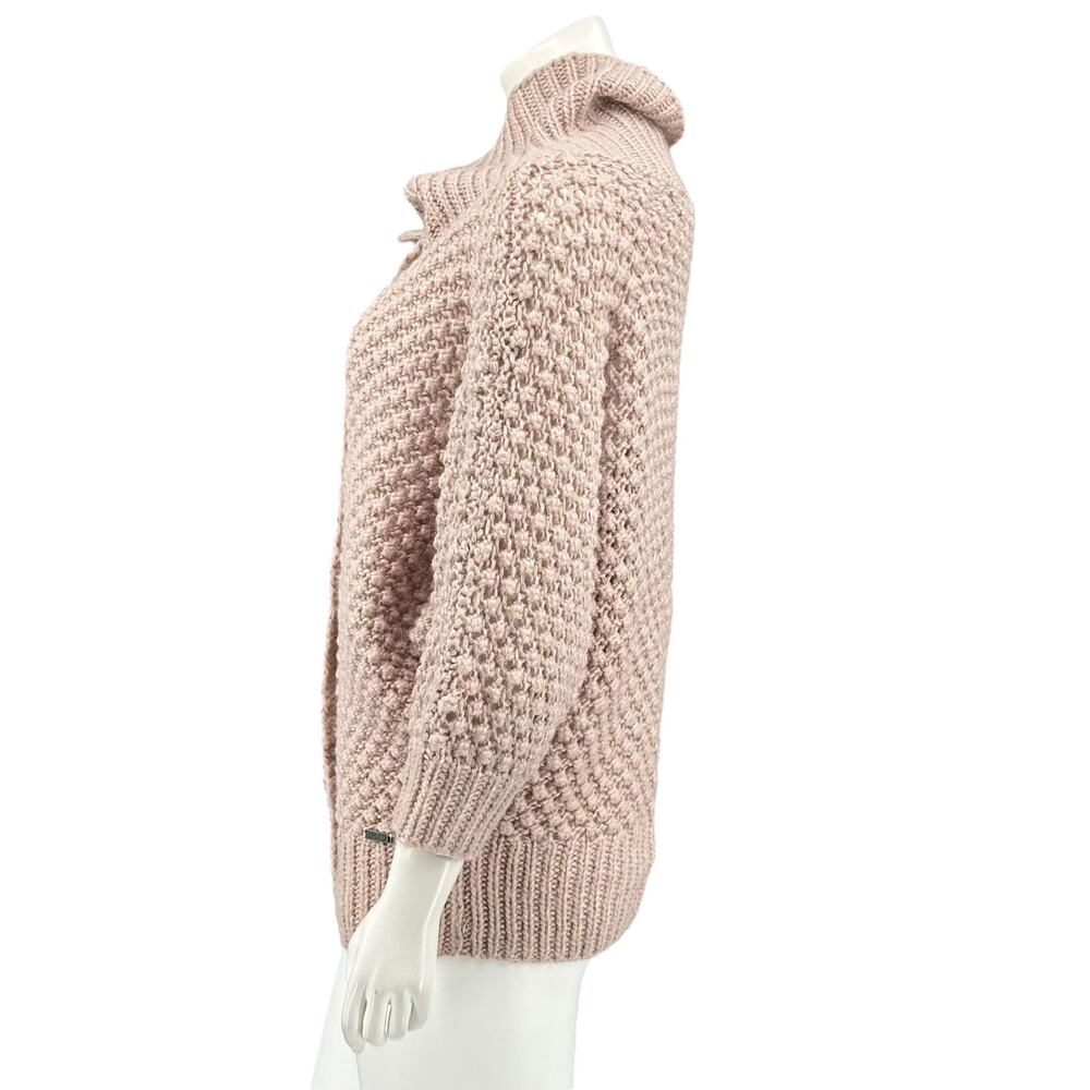 Numph Sweater Womens Medium Dusty Rose Taupe Chunky Knit Cardigan Alpaca Cozy - Picture 5 of 10